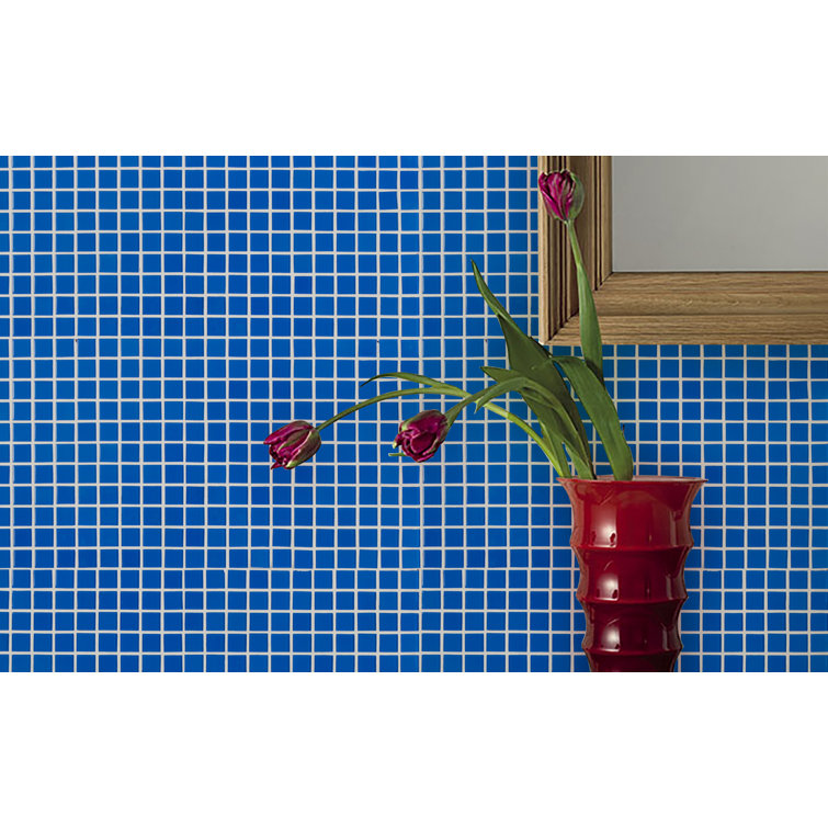 12" x 12" Polished Blue Glass Mosaic Tile