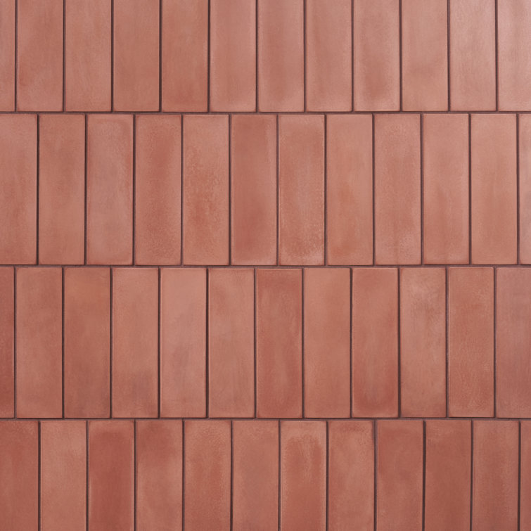 Cotto Matte Red Cement Look Subway Wall Tile 2" x 8"