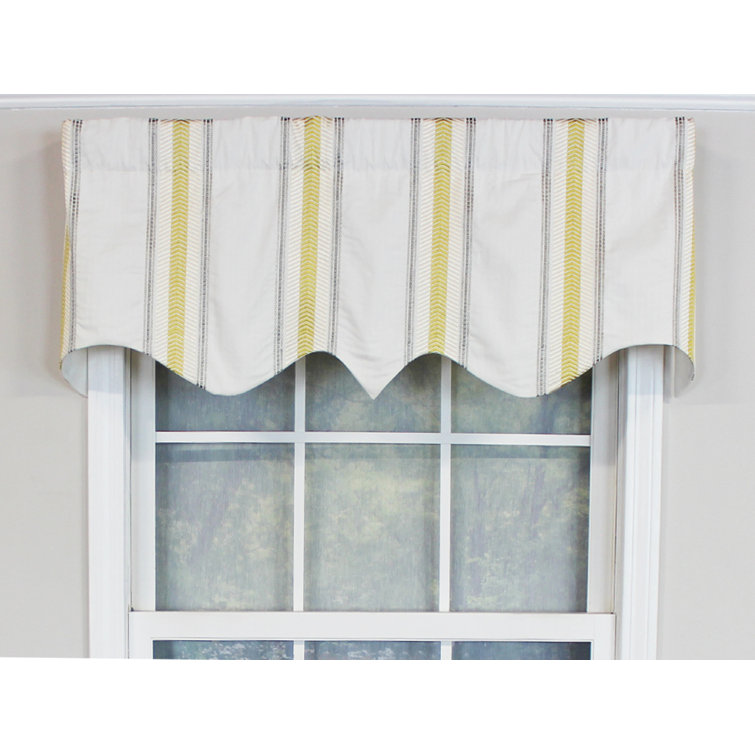 Cream and Yellow Striped Cotton Rod Pocket Valance