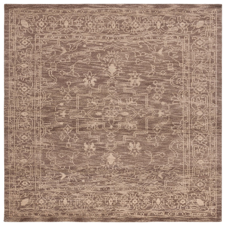Kenya Tribal Square Hand-Knotted Wool Rug in Brown/Beige