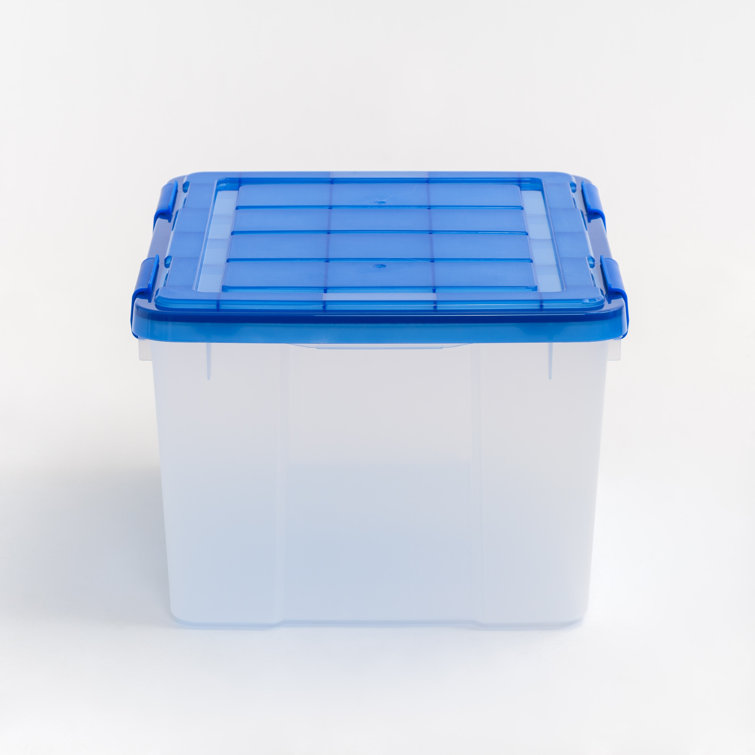 Set of 4 Clear Blue 44 Quart Stackable Storage Bins