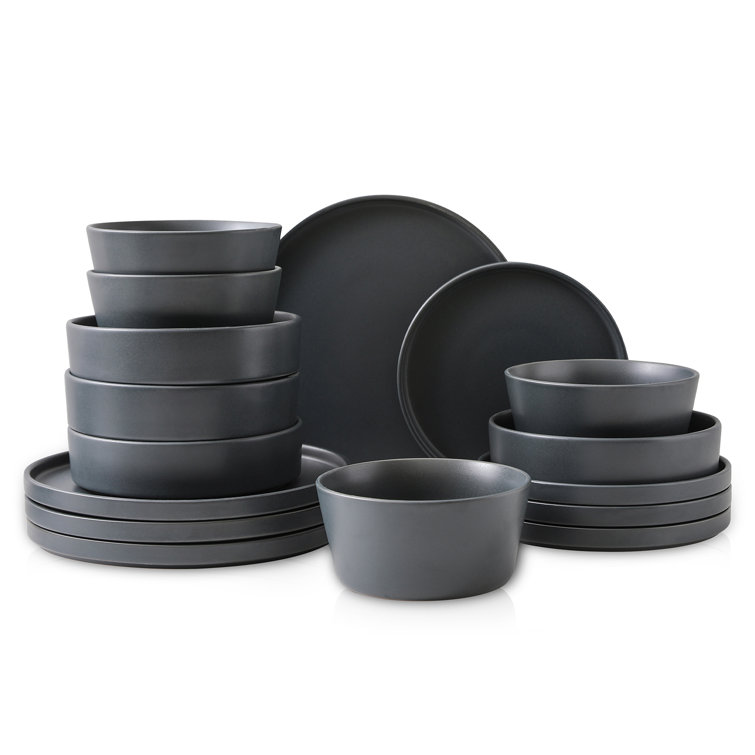 Celina 16-Piece Grey Stoneware Dinnerware Set