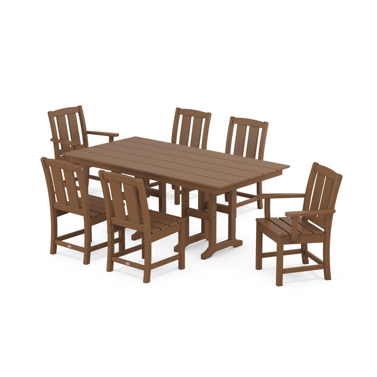 Teak 7-Piece Farmhouse Outdoor Dining Set
