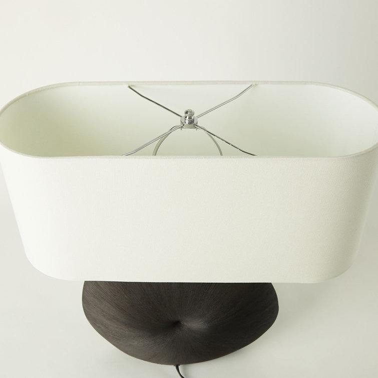 Matte Black Ceramic Table Lamp with Ivory Linen Shade