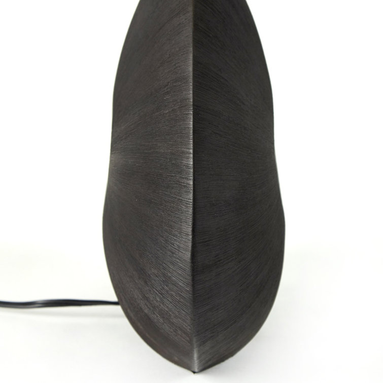 Matte Black Ceramic Table Lamp with Ivory Linen Shade