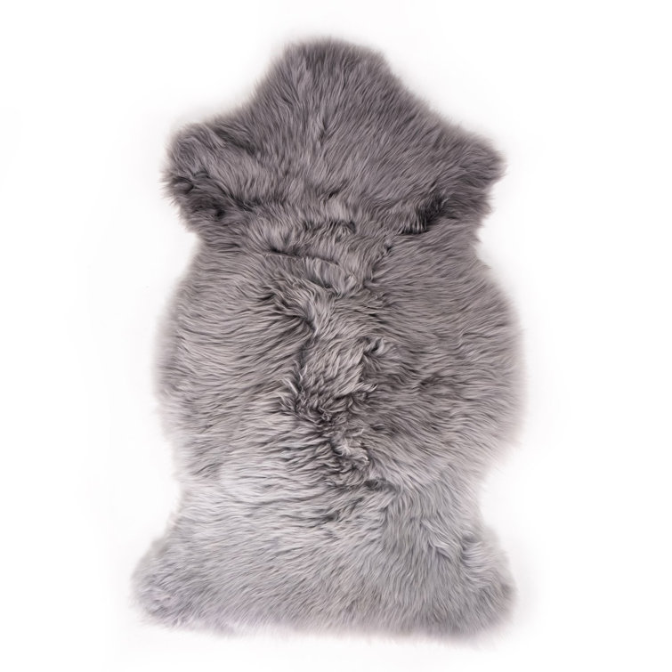 Luxurious Gray Ombre Sheepskin Wool Throw Blanket