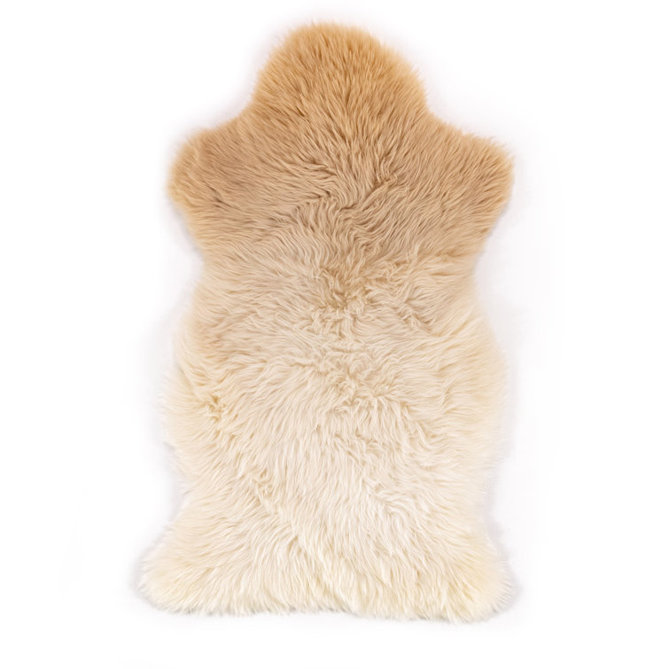 Luxurious Vale Ombre Sheepskin Throw in Beige - 32"x16"