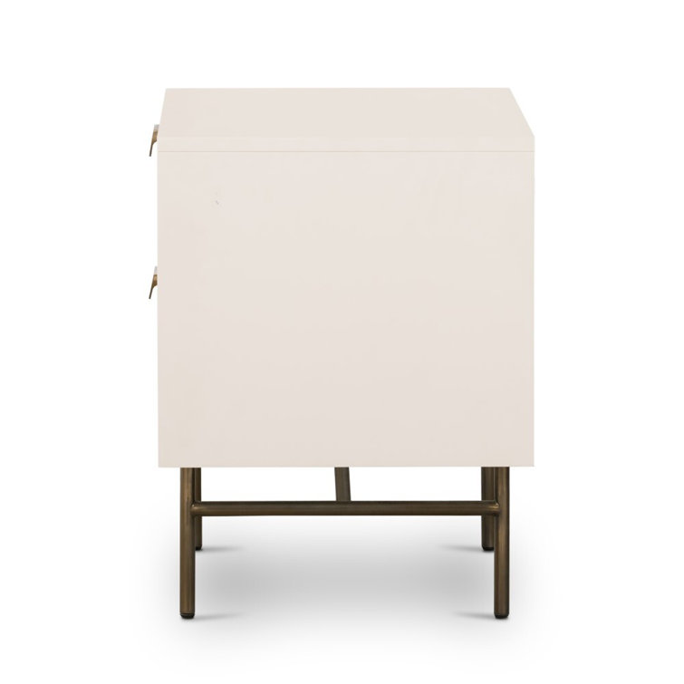 24" Brown and White Cane and Hardwood Nightstand