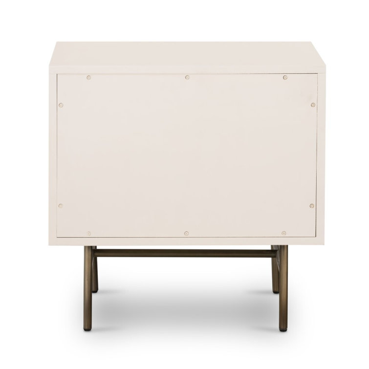 24" Brown and White Cane and Hardwood Nightstand
