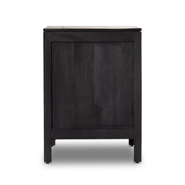 Coastal Breeze Blackwashed 3-Drawer Nightstand with Cane Inlays
