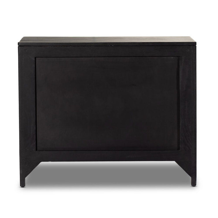 Coastal Breeze Blackwashed 3-Drawer Nightstand with Cane Inlays
