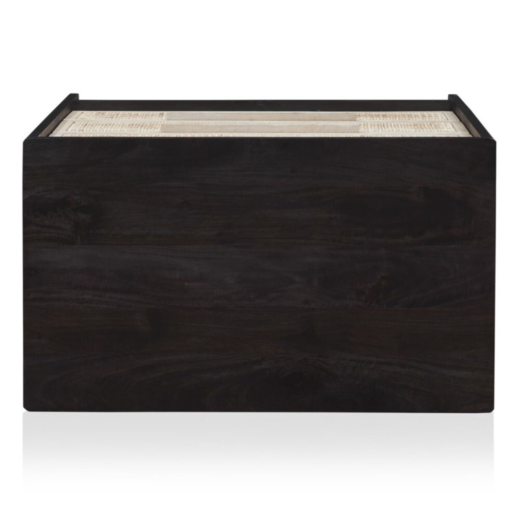 Coastal Breeze Blackwashed 3-Drawer Nightstand with Cane Inlays