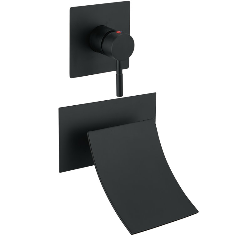 Matte Black Wall-Mount Waterfall Bathtub Faucet with Lever Handle