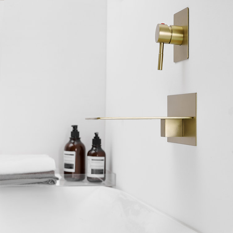 Brushed Gold Wall-Mount Waterfall Bathtub Faucet with Lever Handle