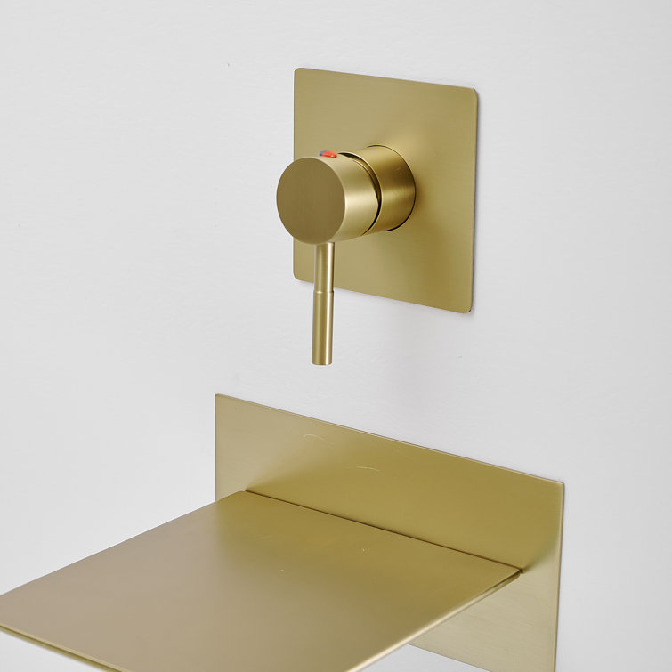 Brushed Gold Wall-Mount Waterfall Bathtub Faucet with Lever Handle