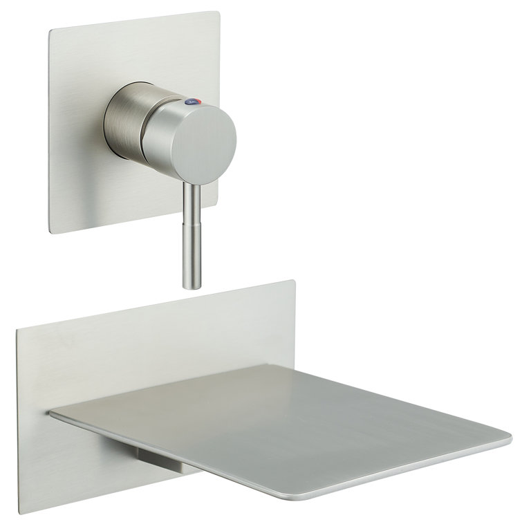 Brushed Nickel Wall-Mount Waterfall Tub Faucet