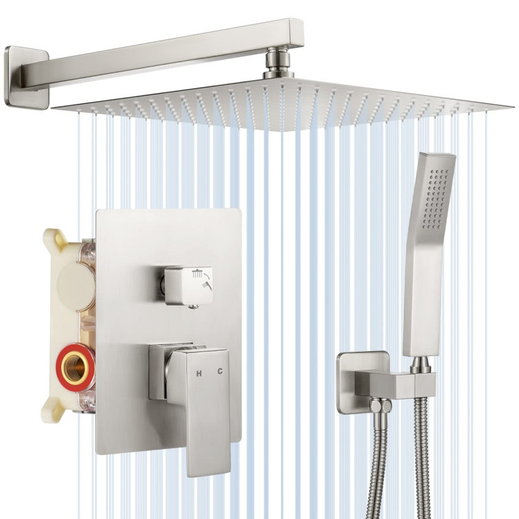 Brushed Nickel Wall Mounted Dual Rain Shower Head System