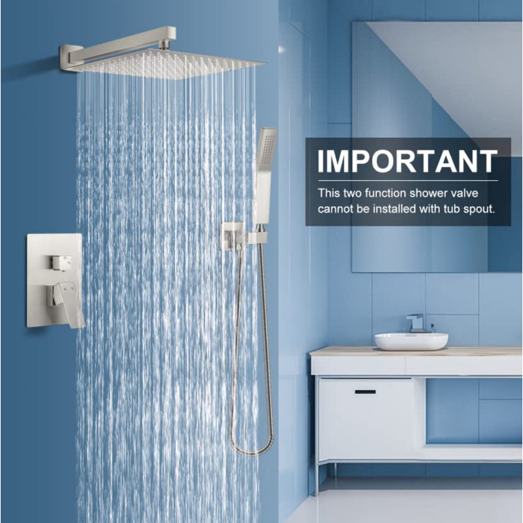 Brushed Nickel Wall Mounted Dual Rain Shower Head System