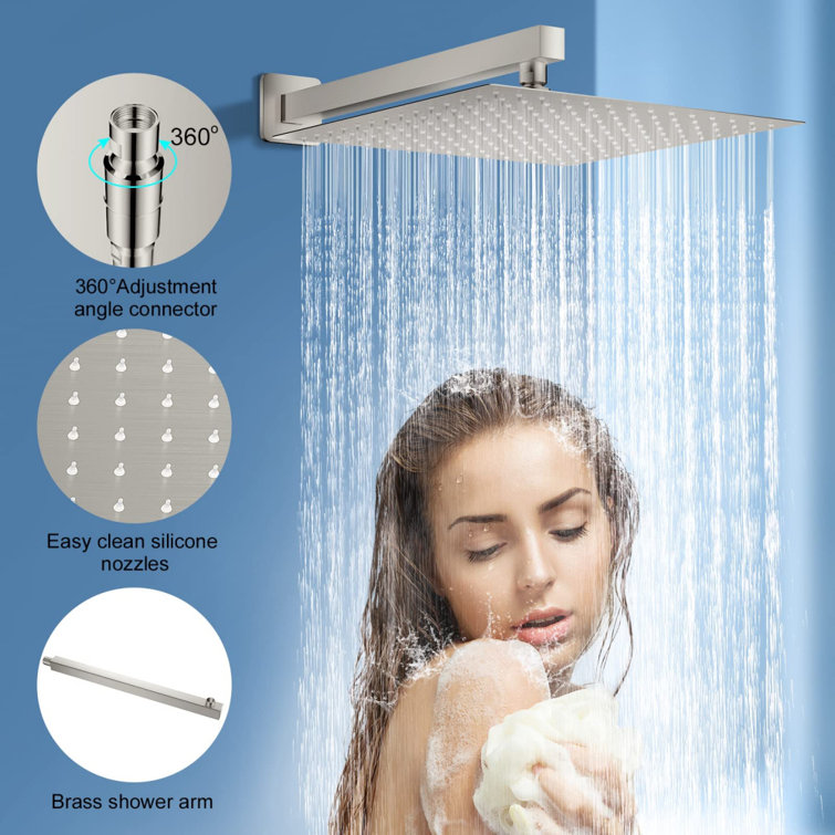 Brushed Nickel Wall Mounted Dual Rain Shower Head System