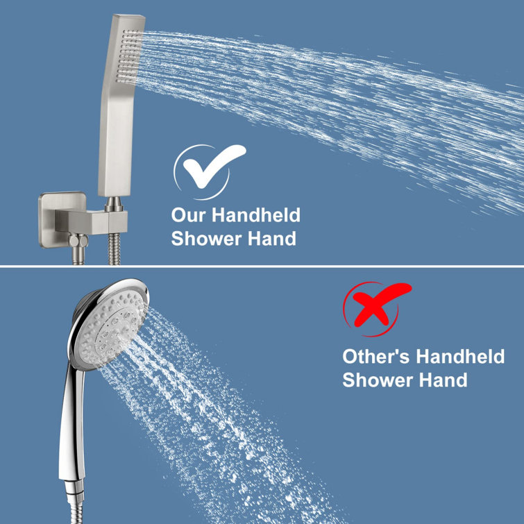 Brushed Nickel Wall Mounted Dual Rain Shower Head System
