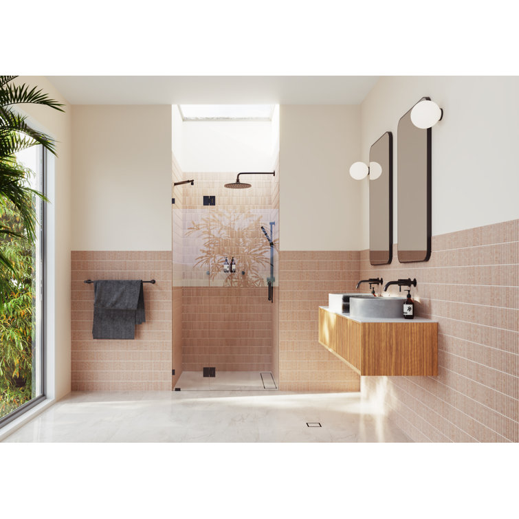 Halo 78" Frameless Clear Glass Shower Door with Oil Rubbed Bronze Hinges