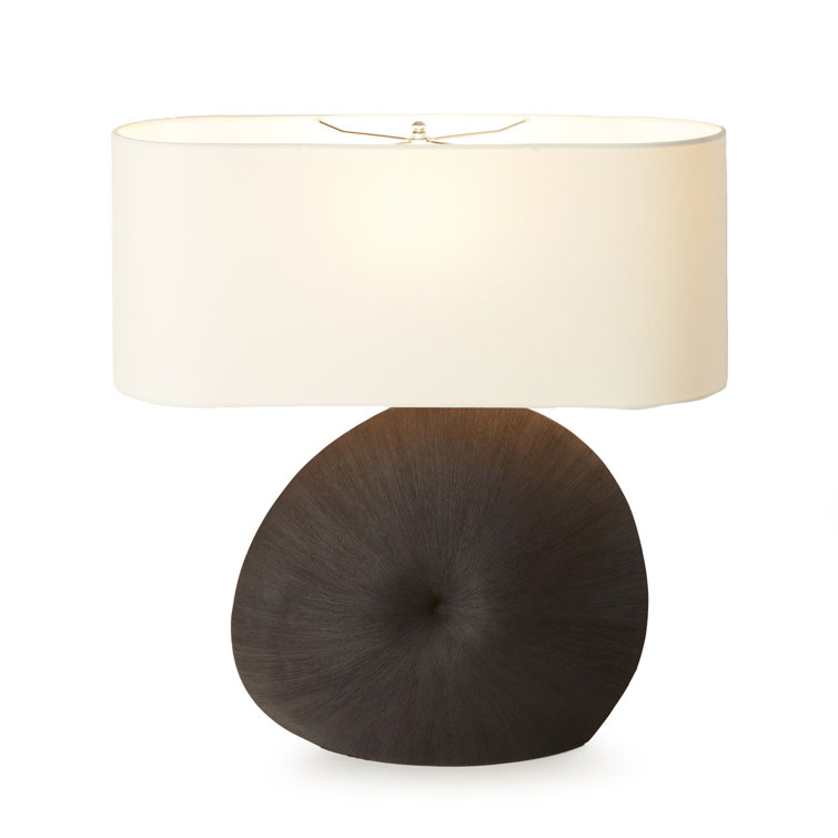 Matte Black Ceramic Table Lamp with Ivory Linen Shade