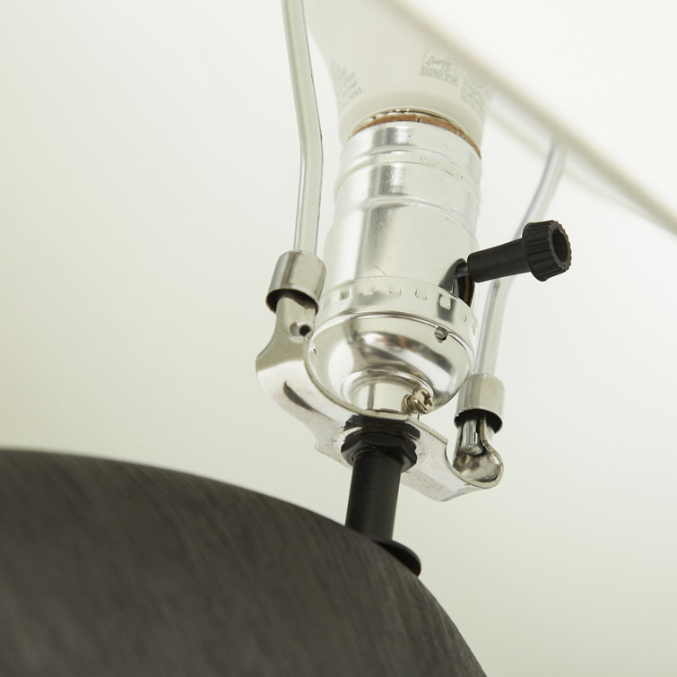 Matte Black Ceramic Table Lamp with Ivory Linen Shade