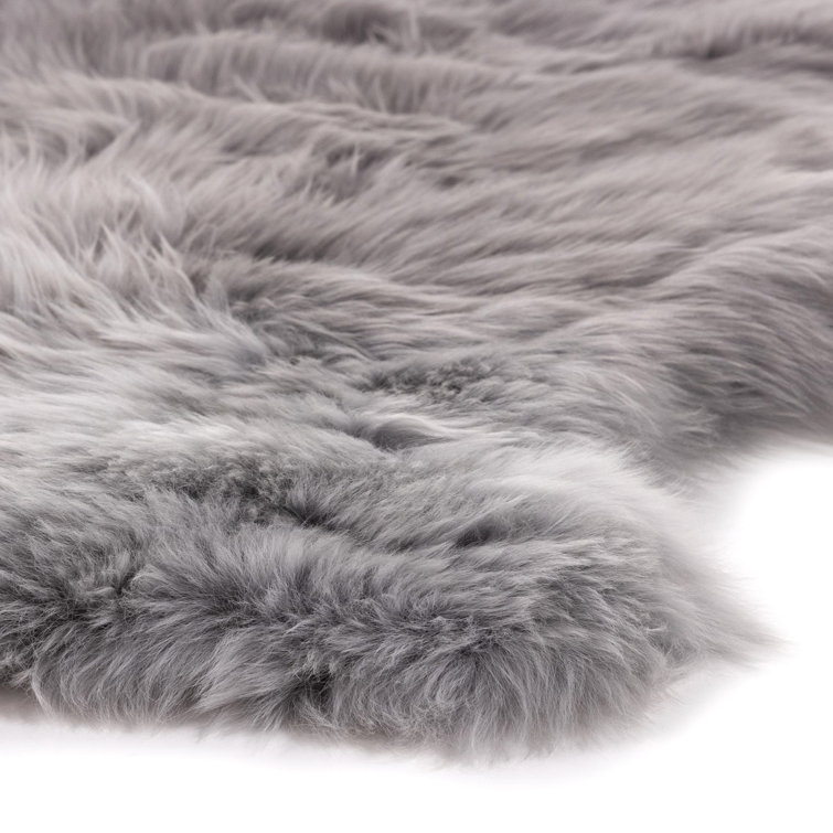 Luxurious Gray Ombre Sheepskin Wool Throw Blanket