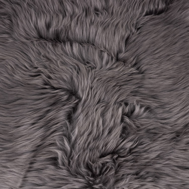 Luxurious Gray Ombre Sheepskin Wool Throw Blanket