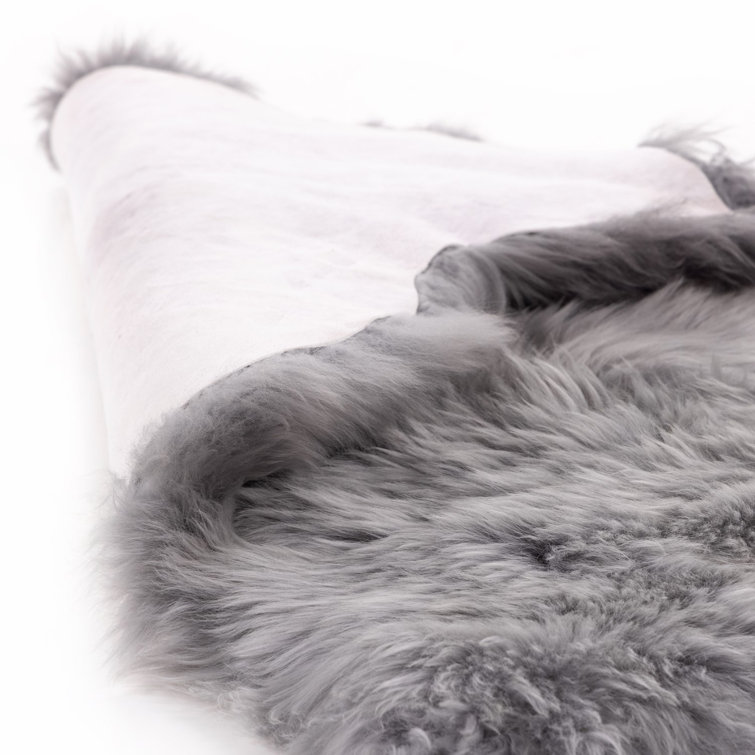Luxurious Gray Ombre Sheepskin Wool Throw Blanket
