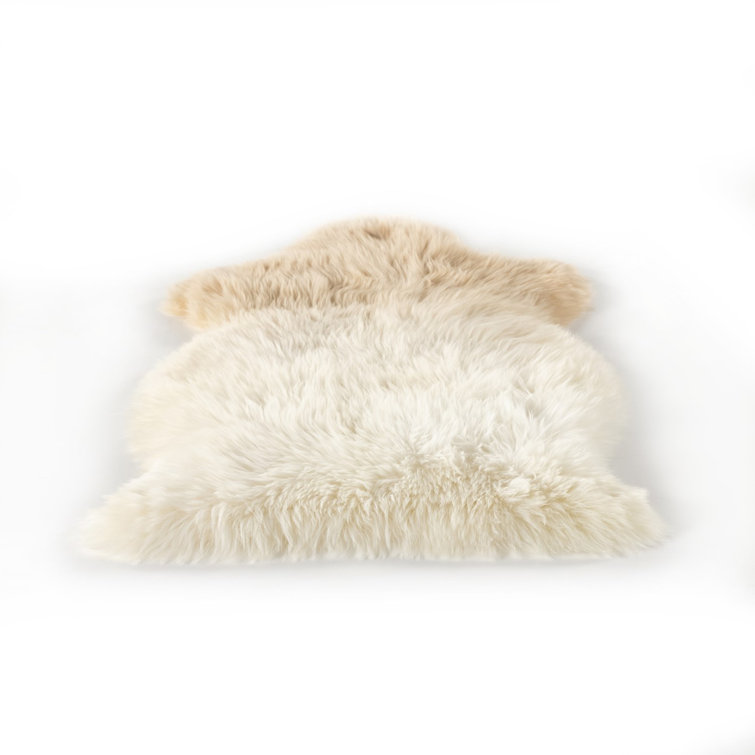 Luxurious Vale Ombre Sheepskin Throw in Beige - 32"x16"