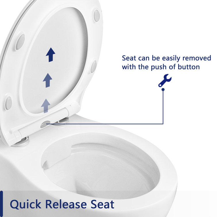 White Ceramic Elongated Wall Mounted Dual Flush Toilet