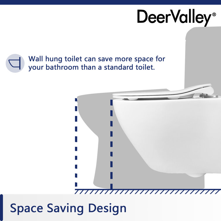 White Ceramic Elongated Wall Mounted Dual Flush Toilet