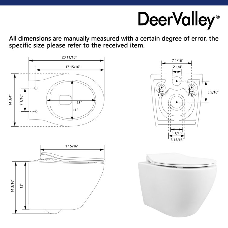 White Ceramic Elongated Wall Mounted Dual Flush Toilet