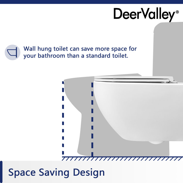 White Ceramic Elongated Wall Mounted Dual Flush Toilet