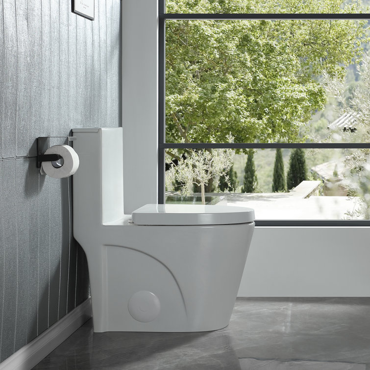 Glossy White Dual Flush Comfort Height One-Piece Toilet