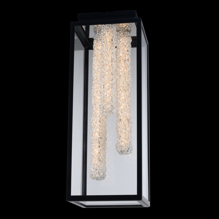 Matte Black Crystal LED Indoor/Outdoor Flush Mount Light