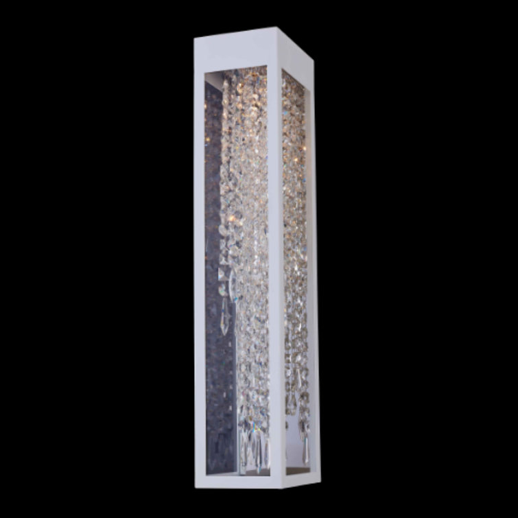 Matte White Stainless Steel Crystal LED Wall Sconce