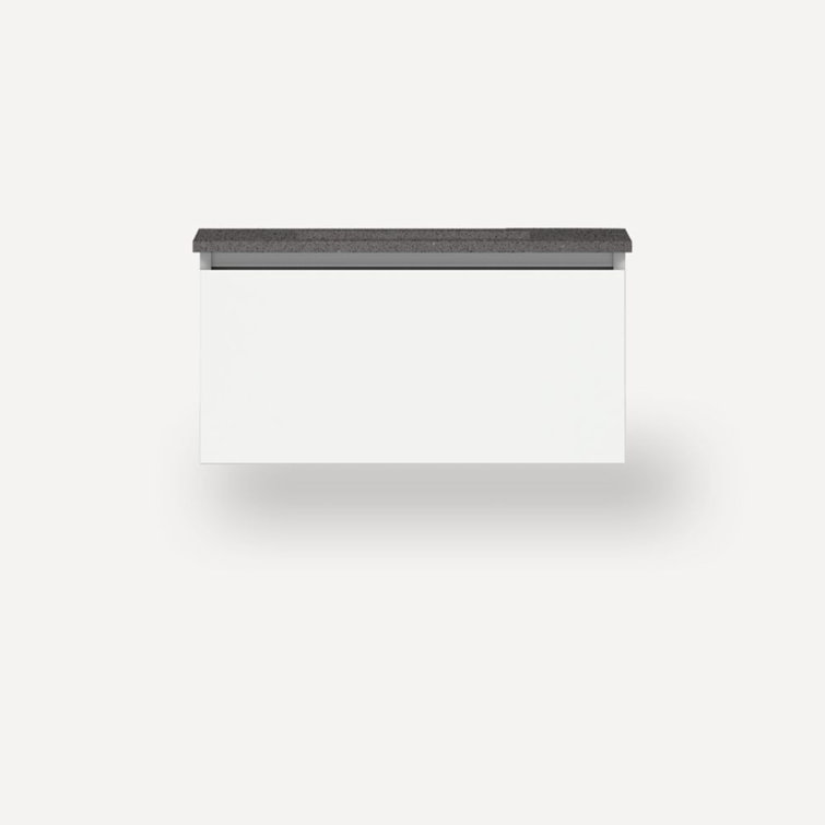 Modern White and Gray Quartz Wall-Mounted Vanity Set
