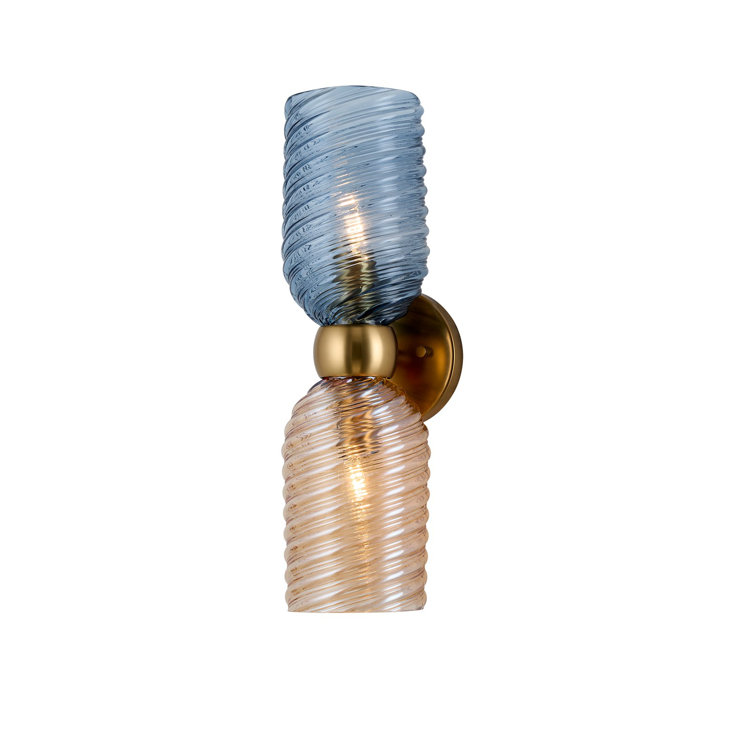 Aged Gold Art Deco Glass Shade Wall Sconce