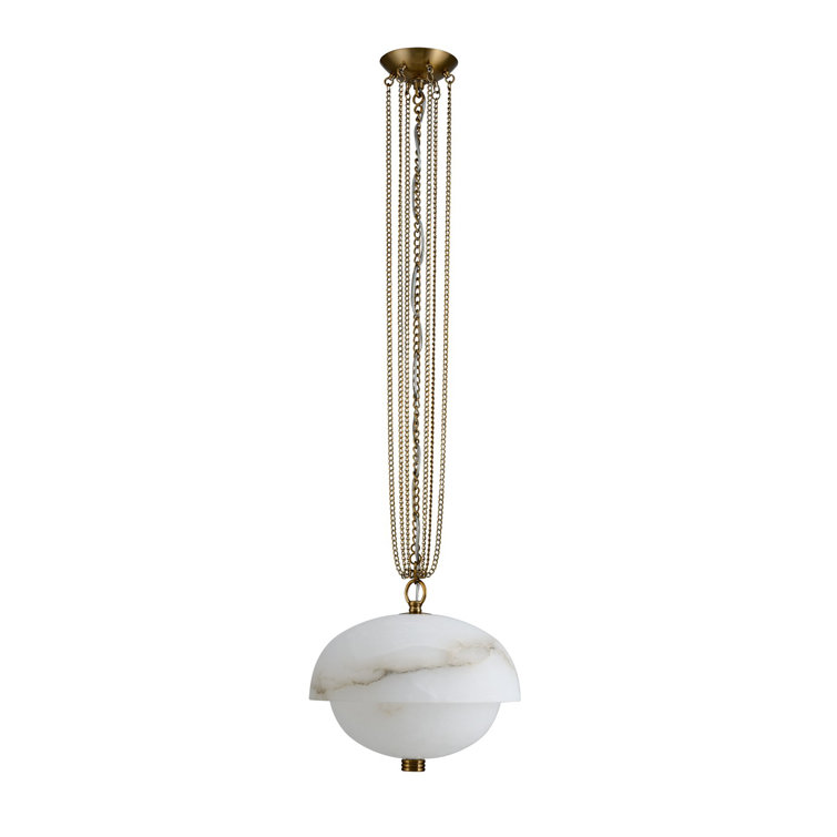 Winter Brass Mini LED Pendant with Alabaster Shade