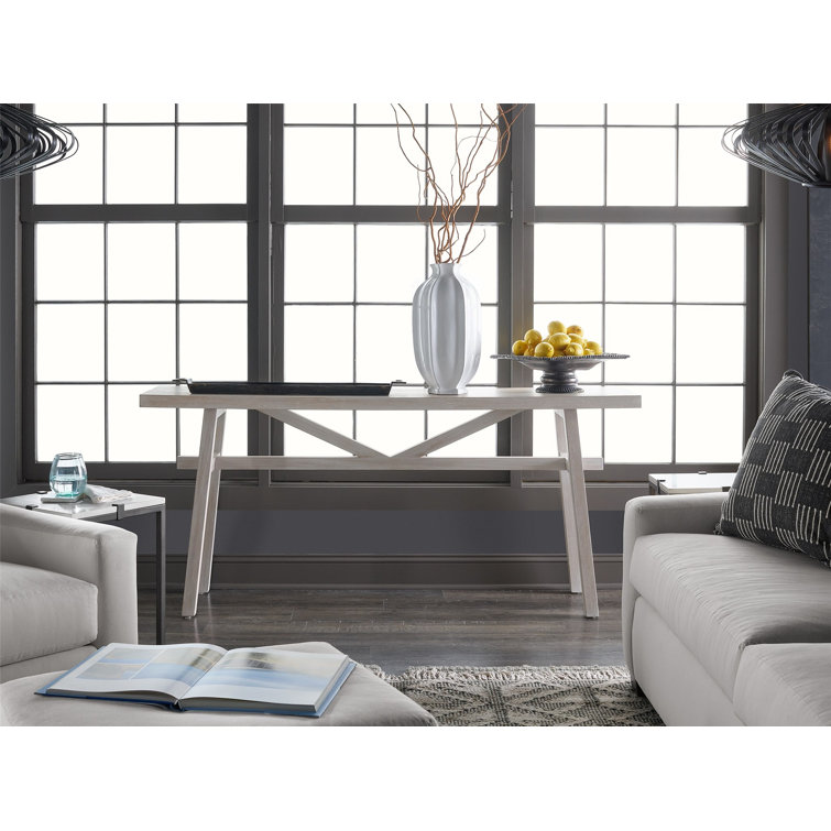 Transitional White Wood Rectangular Console Table, 68"