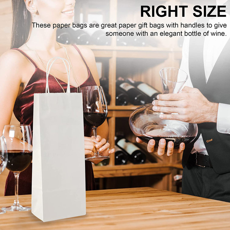 White Paper Wine Gift Bags with Handles - Pack of 24