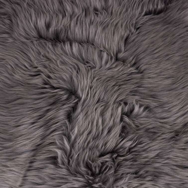 Luxurious Gray Ombre Sheepskin Wool Throw Blanket
