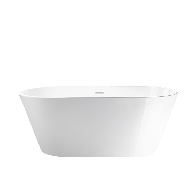 54'' Pure White Acrylic Freestanding Soaking Bathtub