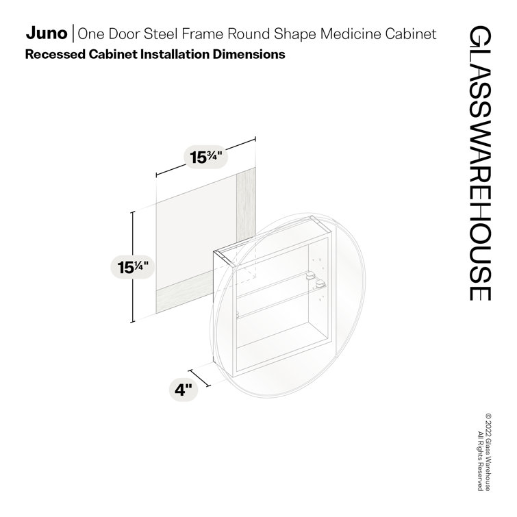 White Round Steel Framed Medicine Cabinet with Mirror