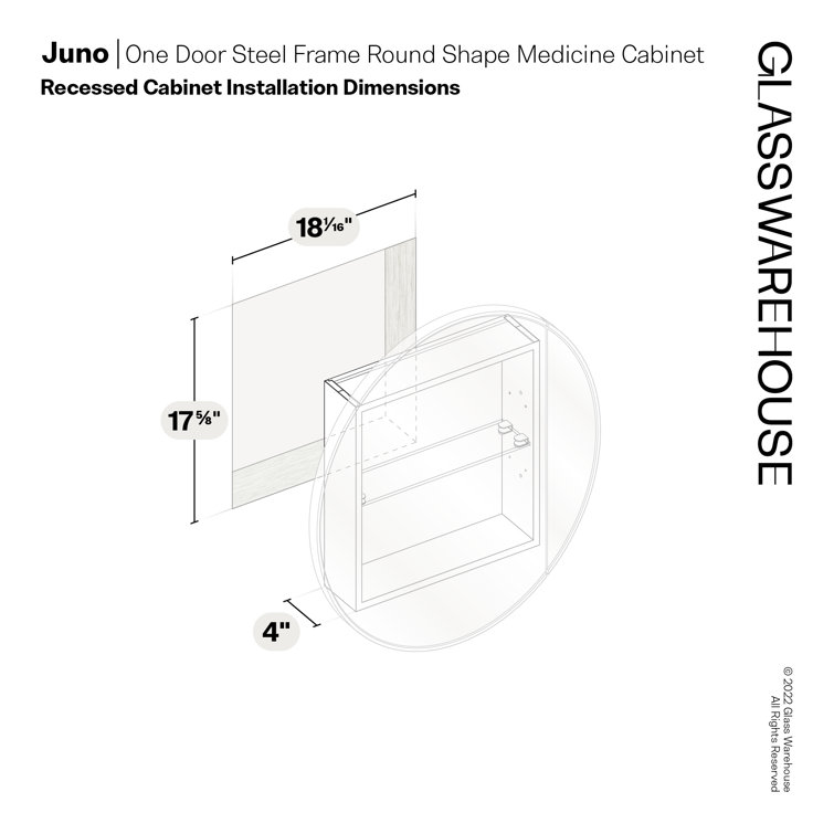 White Round Steel Framed Medicine Cabinet with Mirror