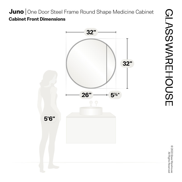 Black Round Steel Recessed Medicine Cabinet with Mirror