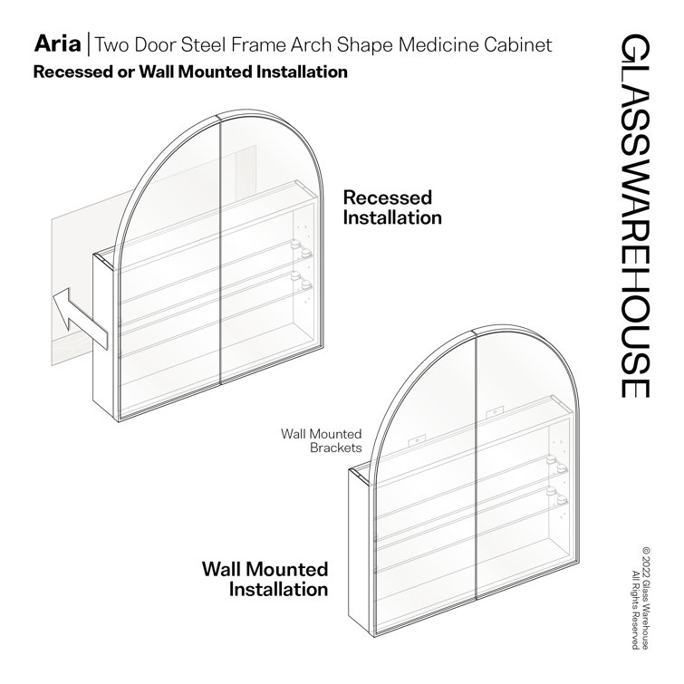 White Arch Shape Two Door Steel Medicine Cabinet