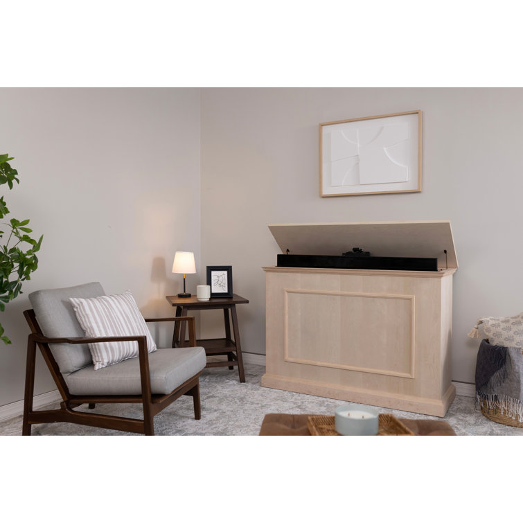 Elevate Unfinished Birch Smart TV Lift Cabinet for 50" Screens